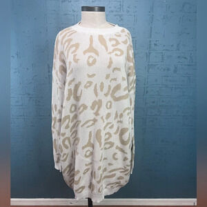 Womens leopard print oversized neutral sweater /  dress